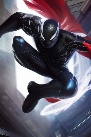 Symbiote Venom vs Spiderman: Digital Art Portrait