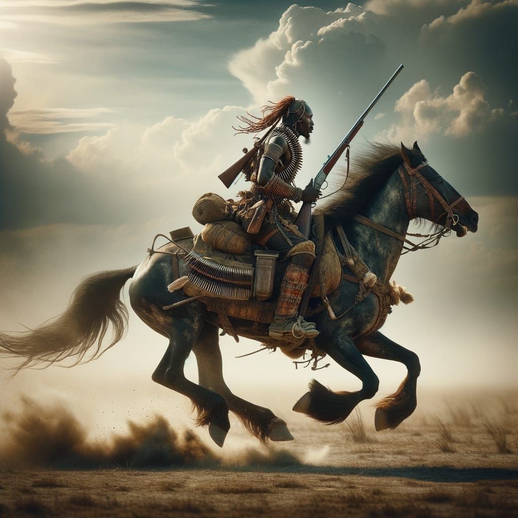 Bantu Dragoon on Horseback in Gunpowder Age