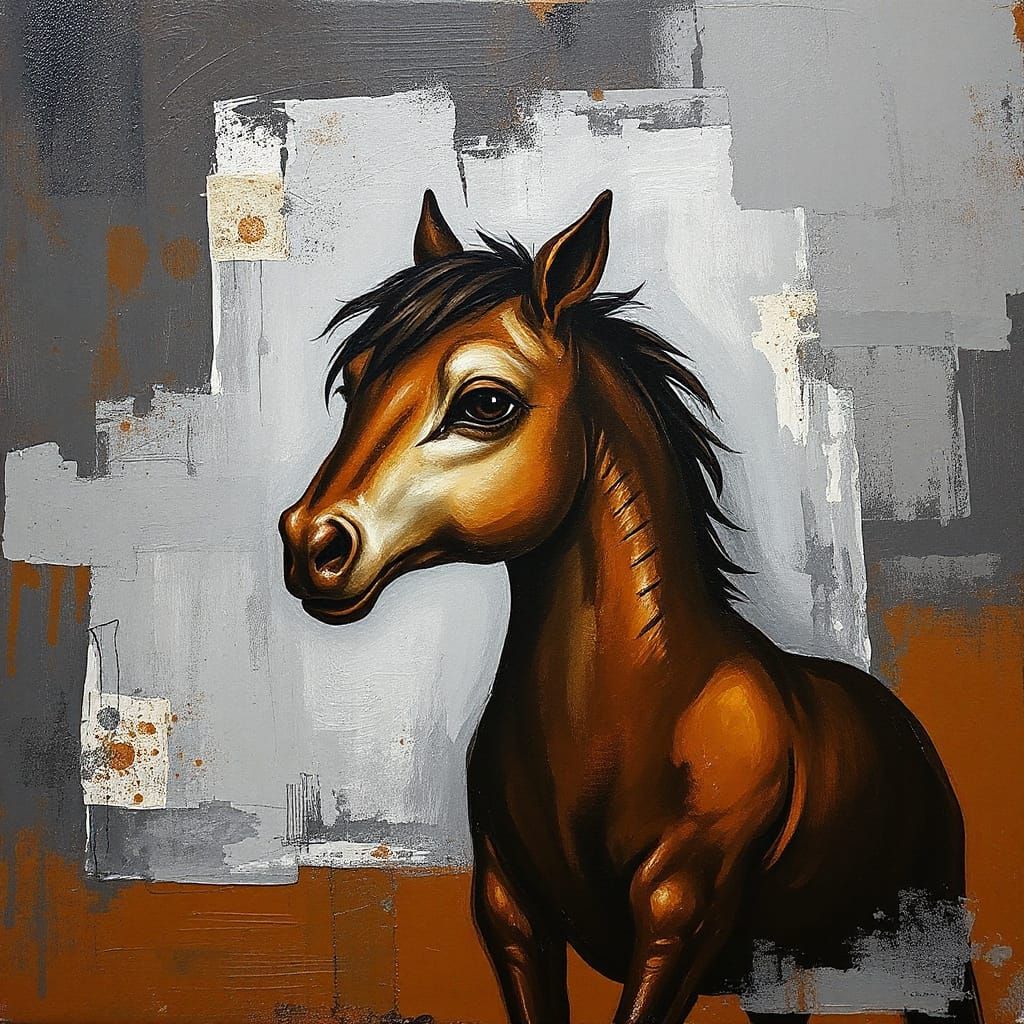 Abstract Surreal Naive Art in Brown Tones