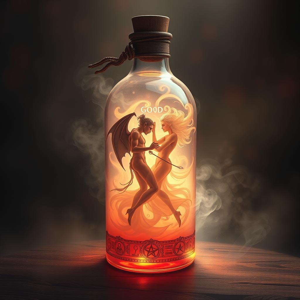 Mystical Bottle: Eternal Dance of Good and Evil