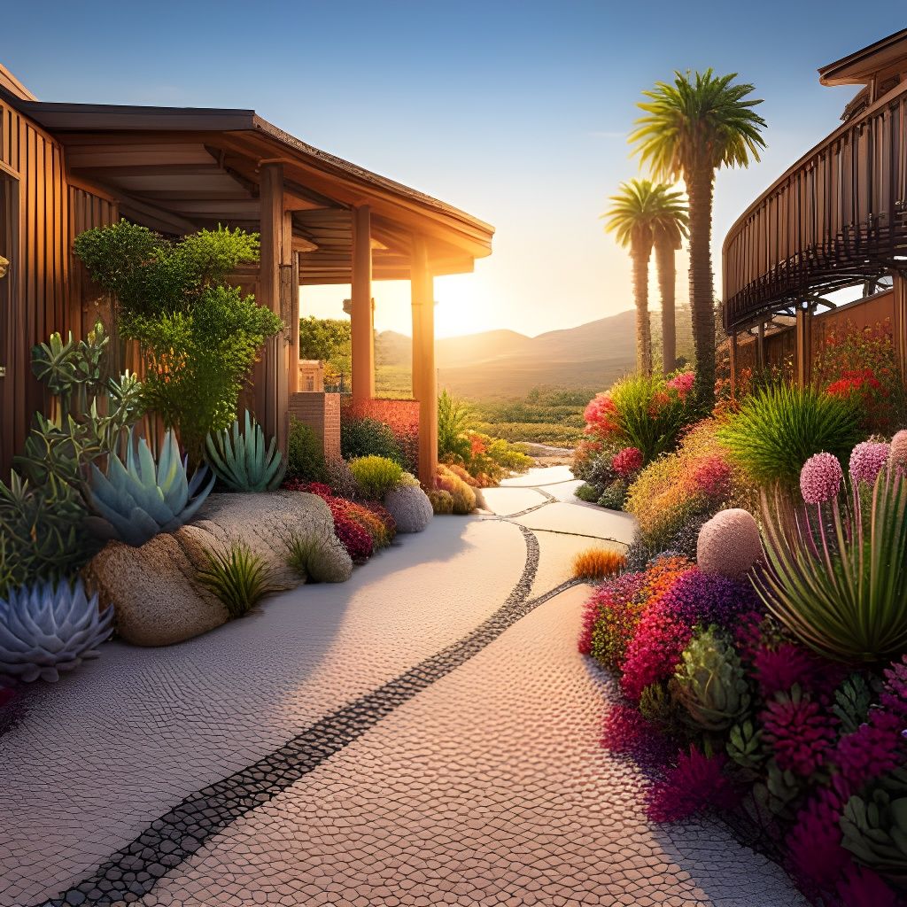 Desert Garden Oasis with Paved Path