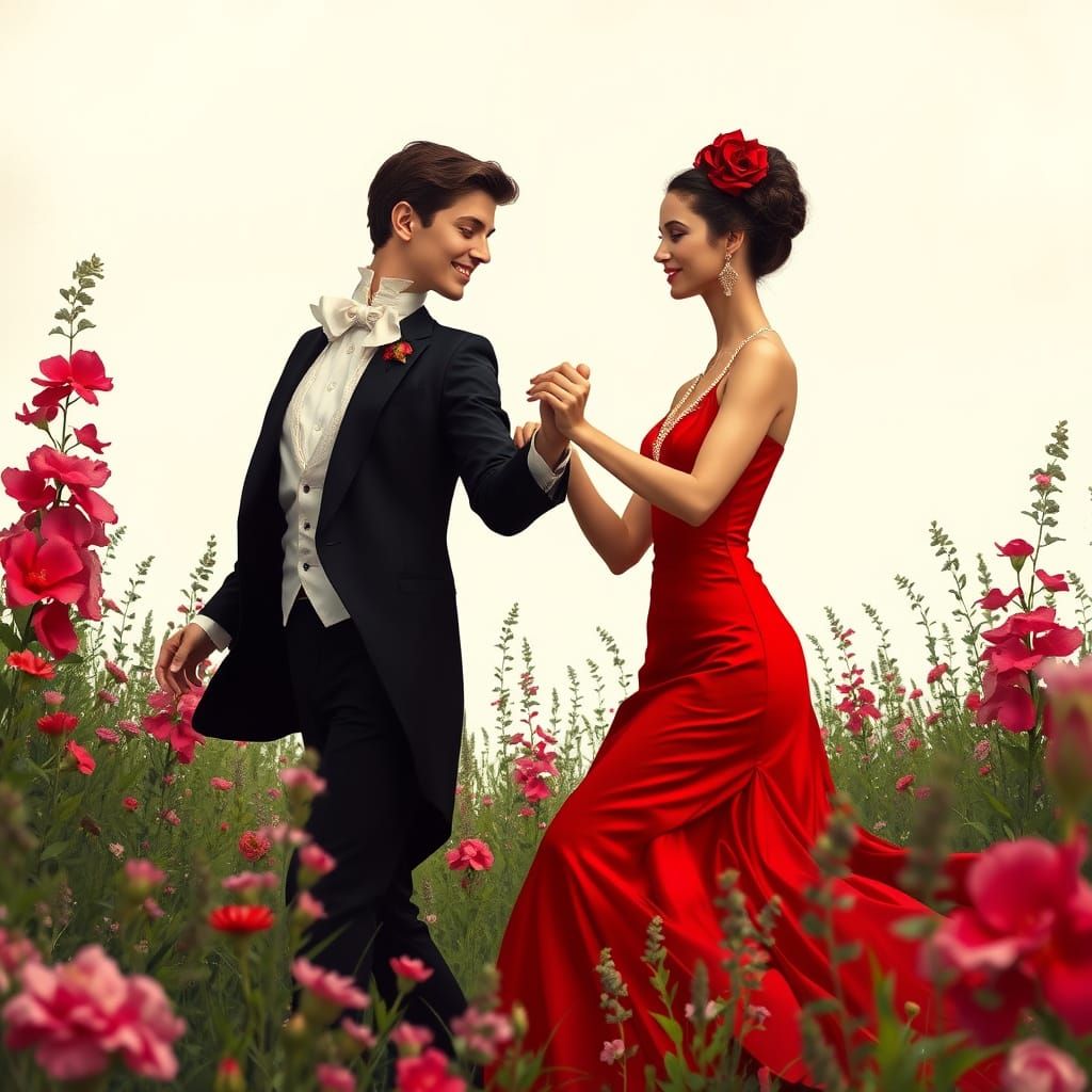 Elegant Couple Dancing on a Vintage Music Box