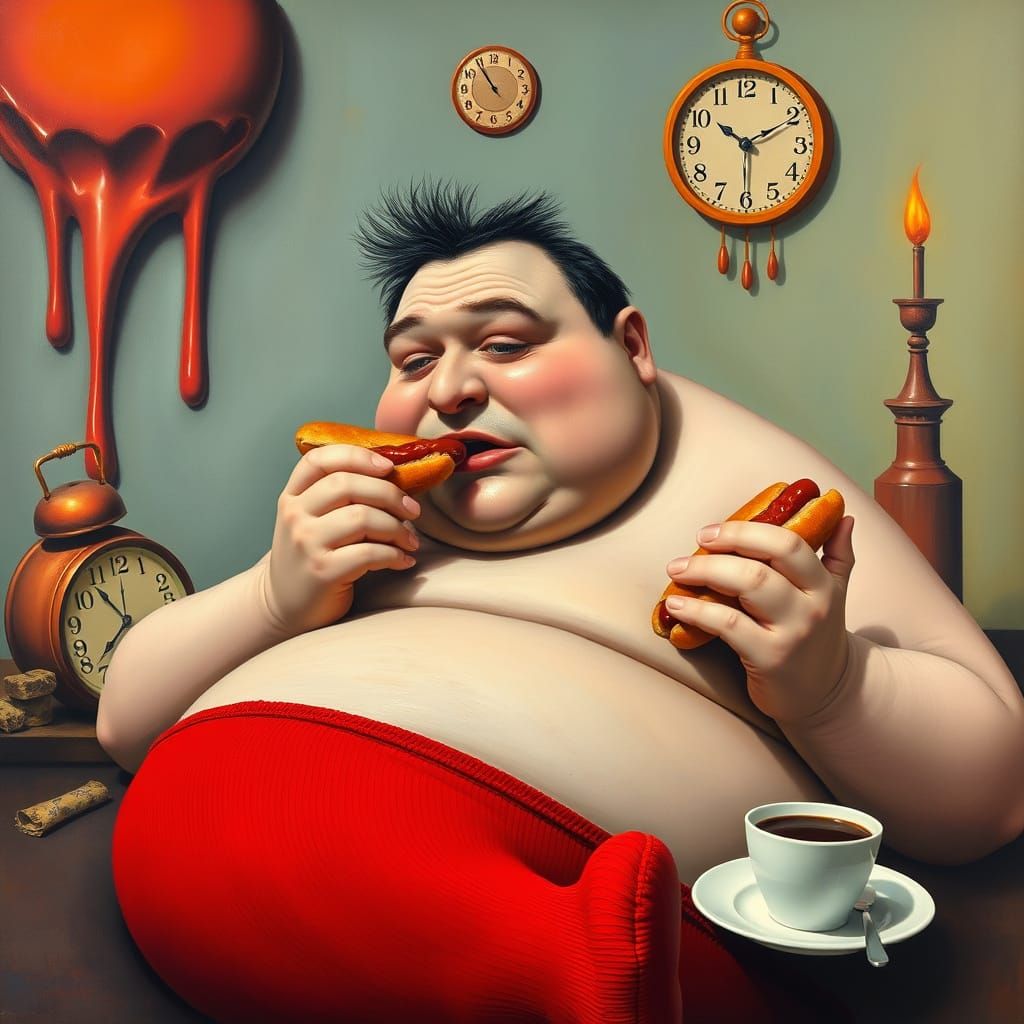 Surreal Feast: Man in Sock, Dali-esque Dream