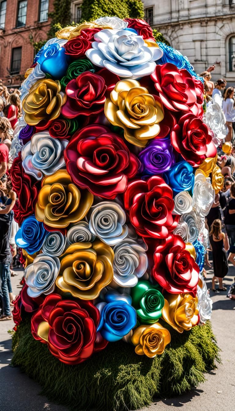 Festive Parade Float with Metallic Roses