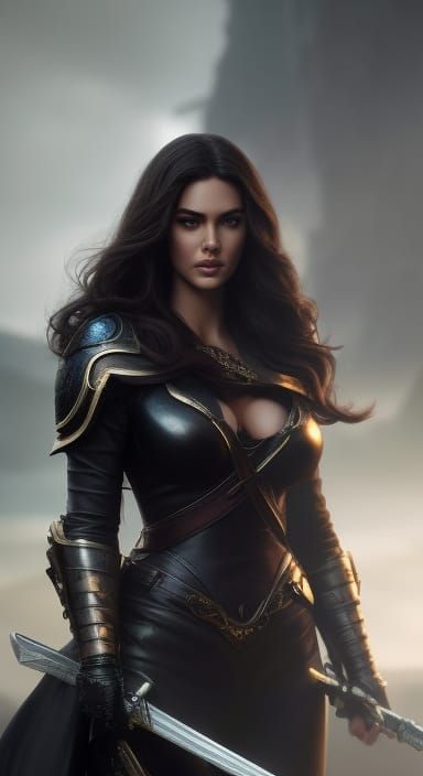 Yennefer in Iron Armor: Hyperrealistic Digital Illustration