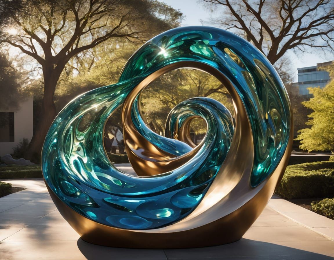 Abstract Sculpture in Museum Courtyard, Inspired by Moore an...