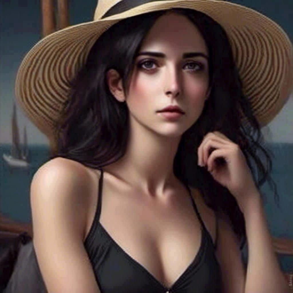 Woman in Swimsuit on Yacht Gazing at Ocean