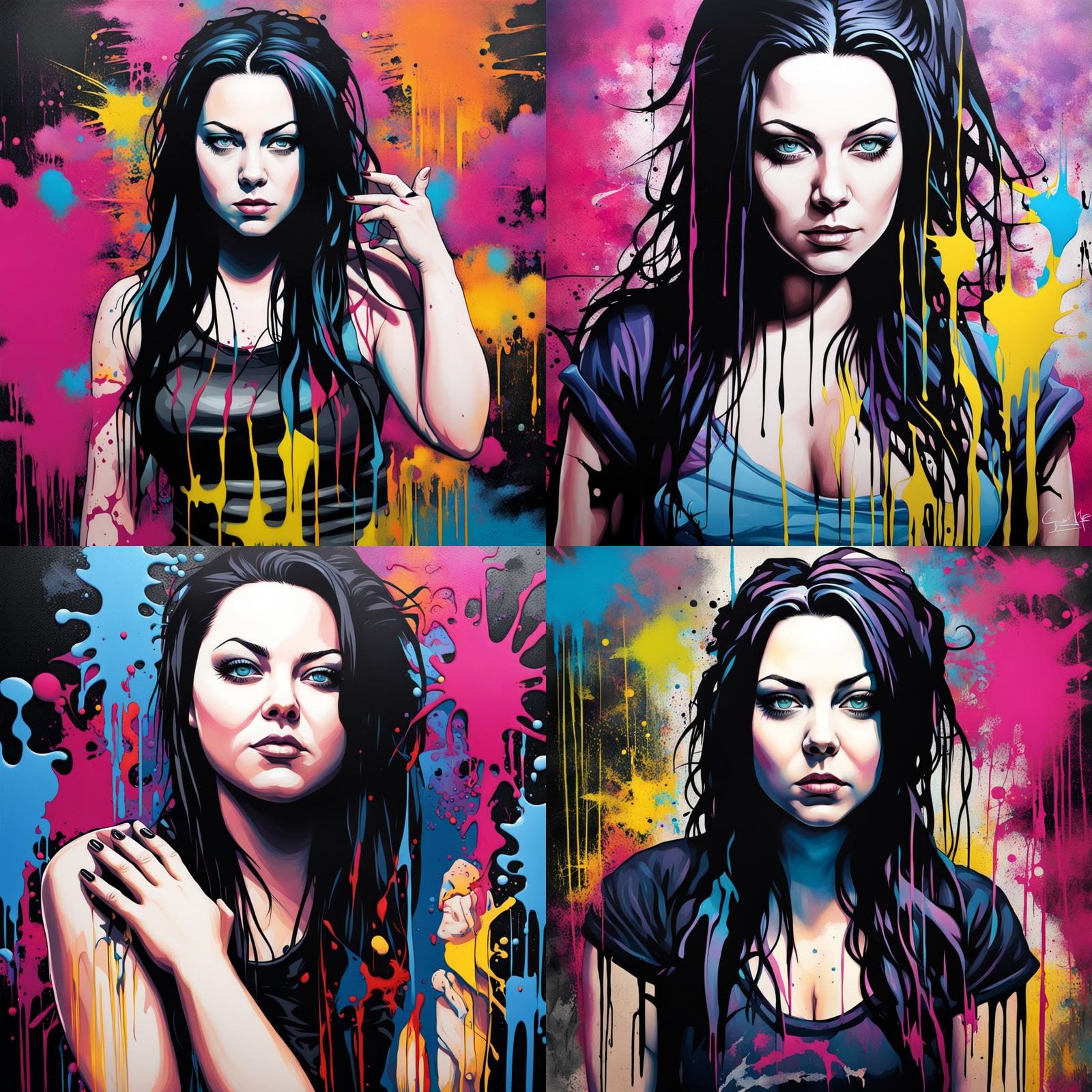 Amy Lee Graffiti Art in Polychromatic Splash Style
