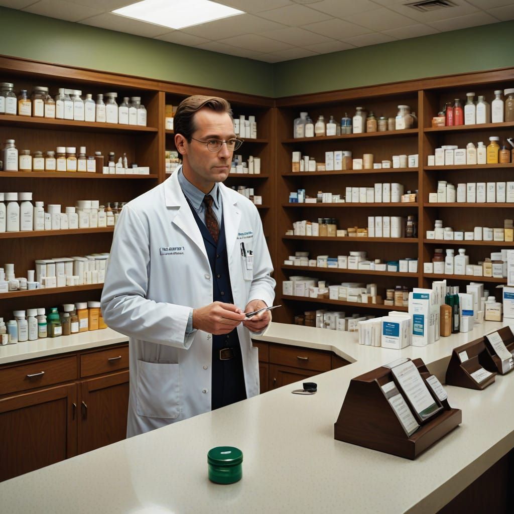 Pharmacist in a Vintage Pharmacy Setting