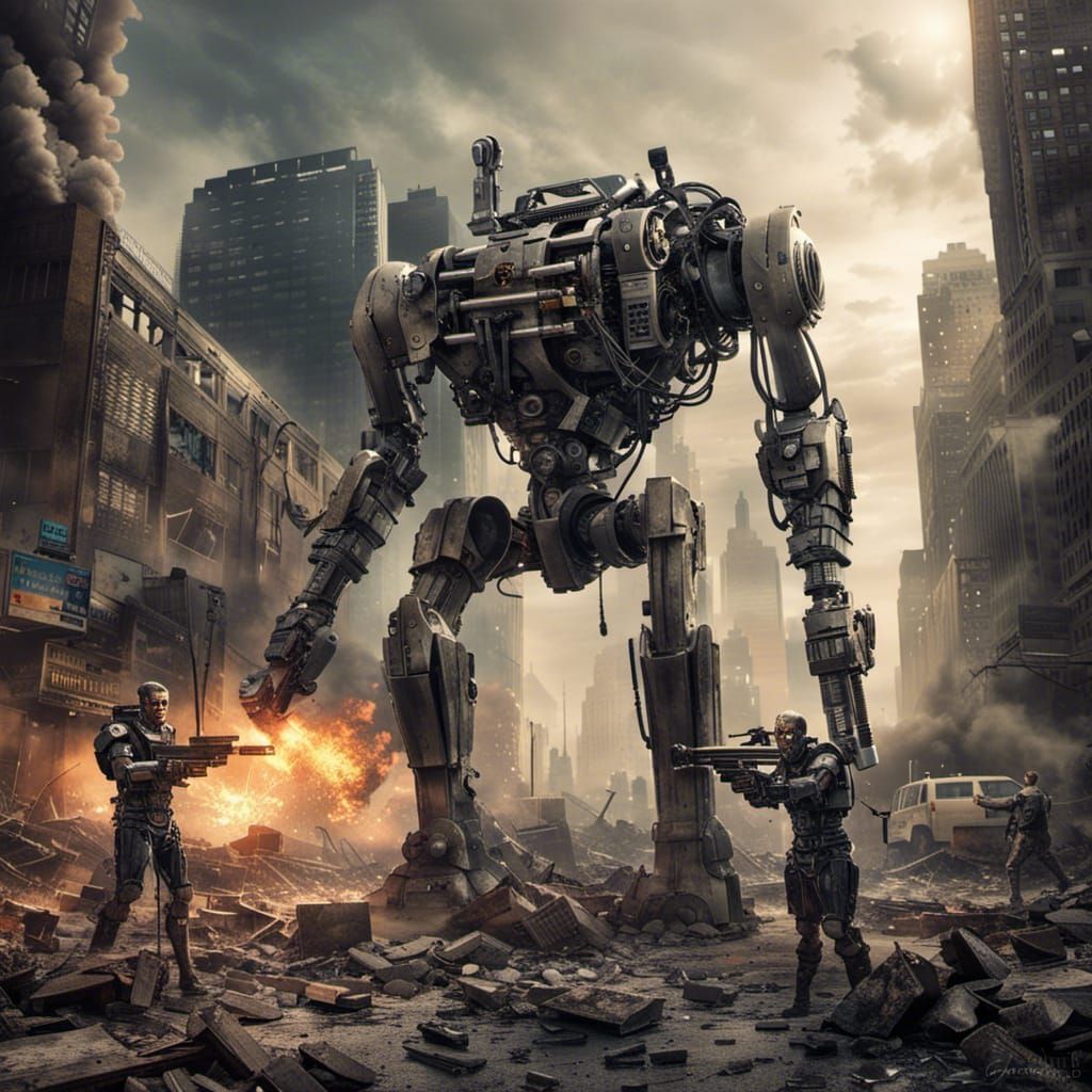 Robotic Minigun Rampage in Post-Apocalyptic New York