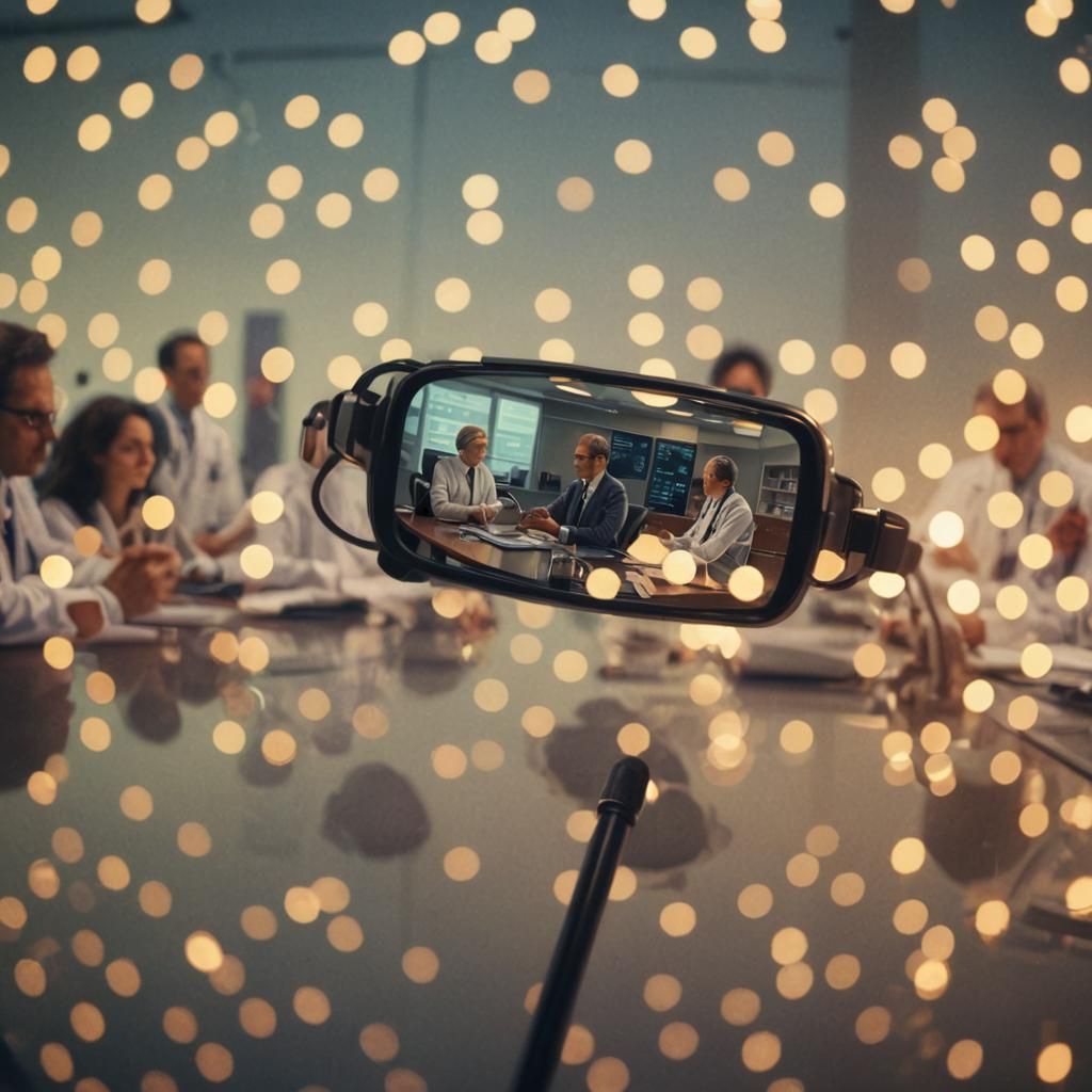 Doctor and Economist Discuss Healthcare: Digital Illustratio...