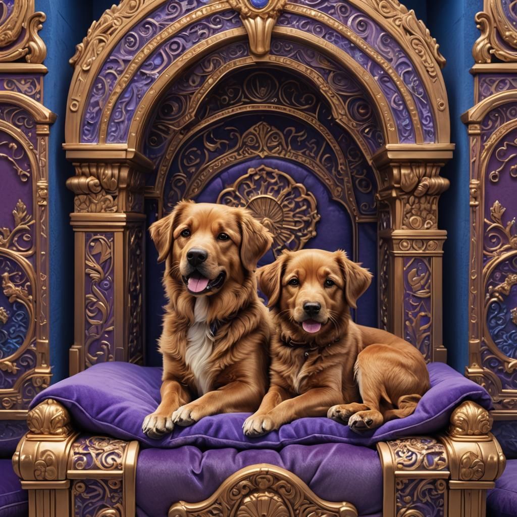 Dog in Miniature Luxury Kennel: 3D Digital Art