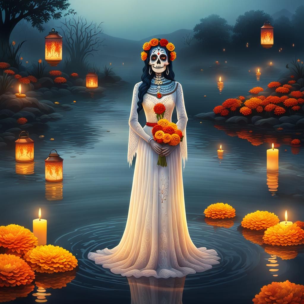 Llorona in Dia de los Muertos Folk Art