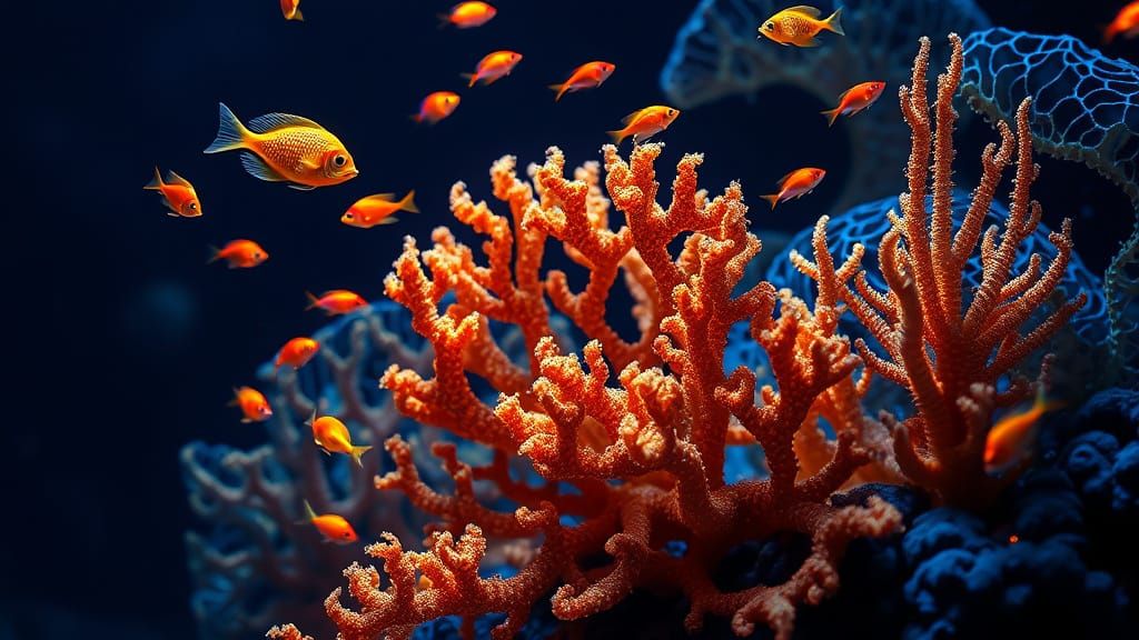 Neon Coral Reef with Psychedelic Fishes