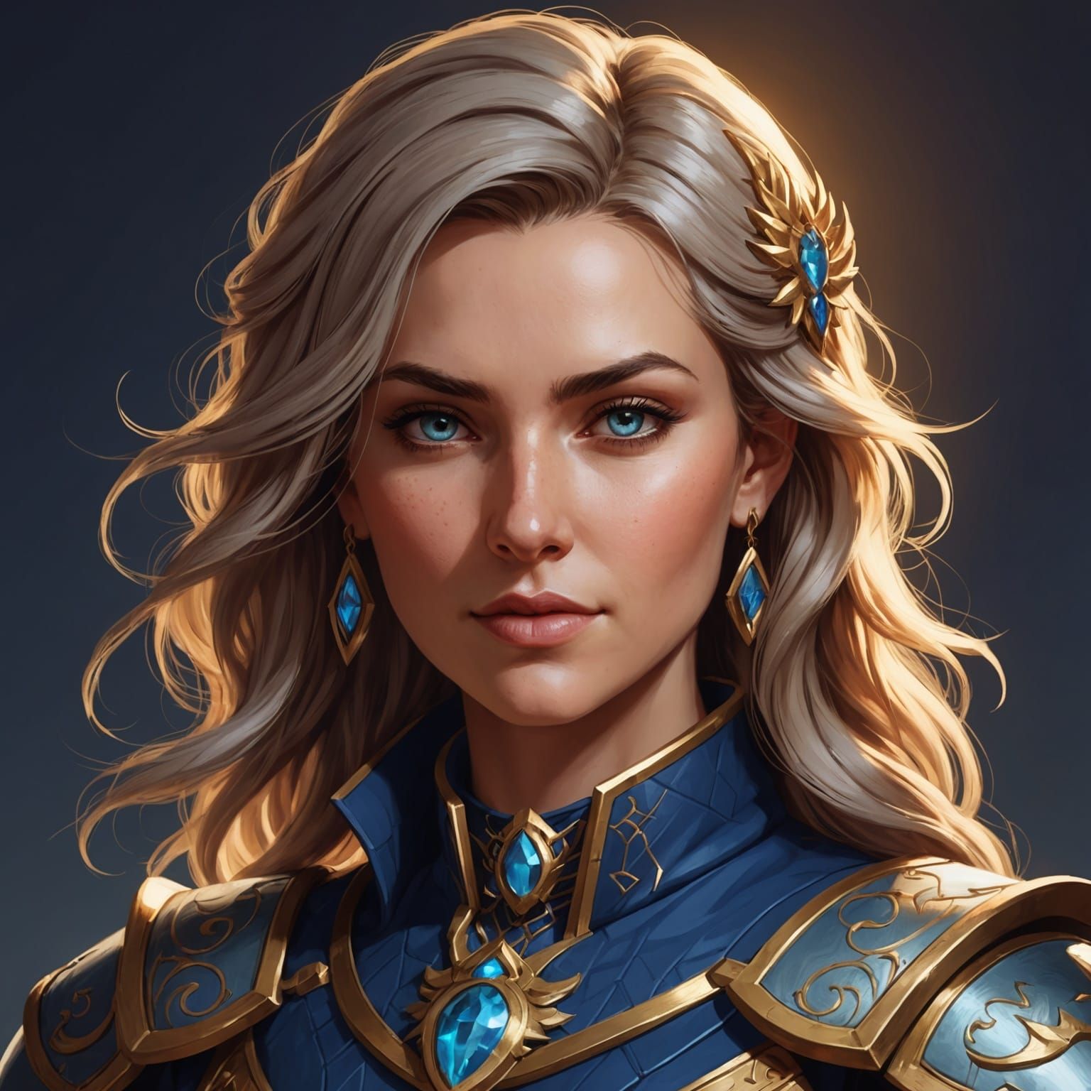 Radiant Paladin Portrait in Pathfinder Style