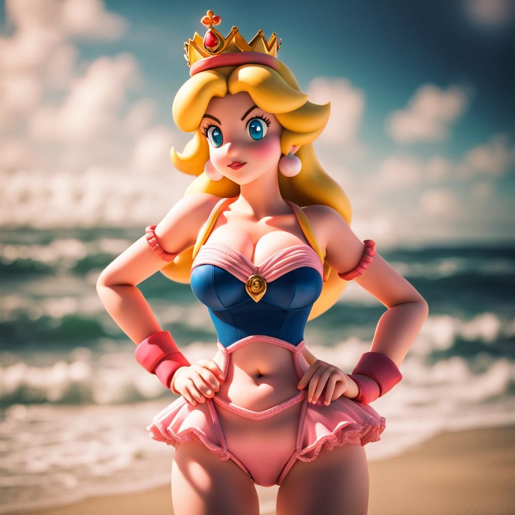 Princess Peach in Bathing Suit: Hyperrealistic Rendering