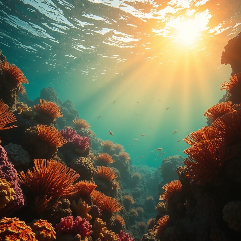 Coral Reef Sunrise in High-Fantasy Style