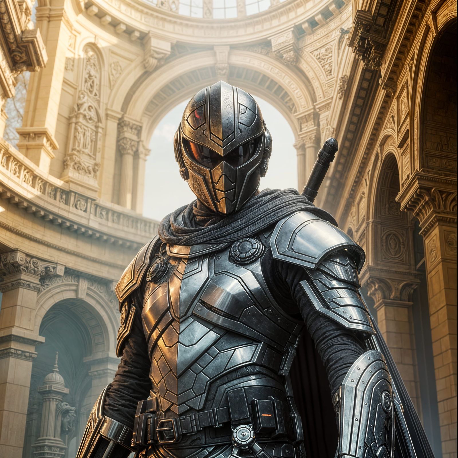 Ethereal Rogue Knight in Cosmic Armor