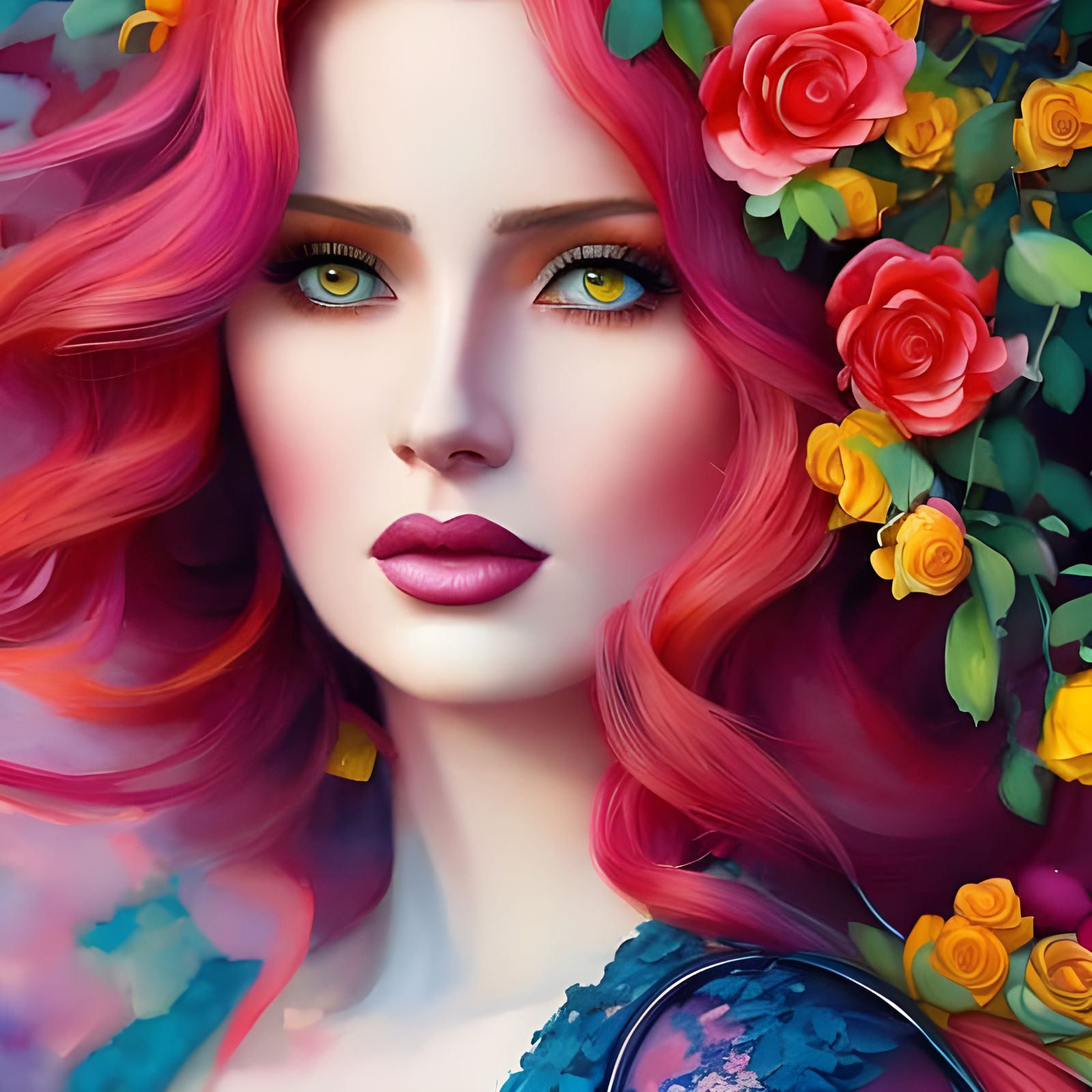 Steampunk Redhead Portrait with Gold Eyes