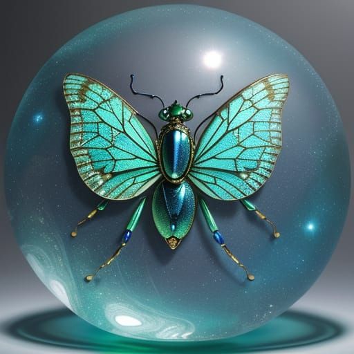 Masterpiece Glass Marble Encasing a Perfectly Preserved Inse...