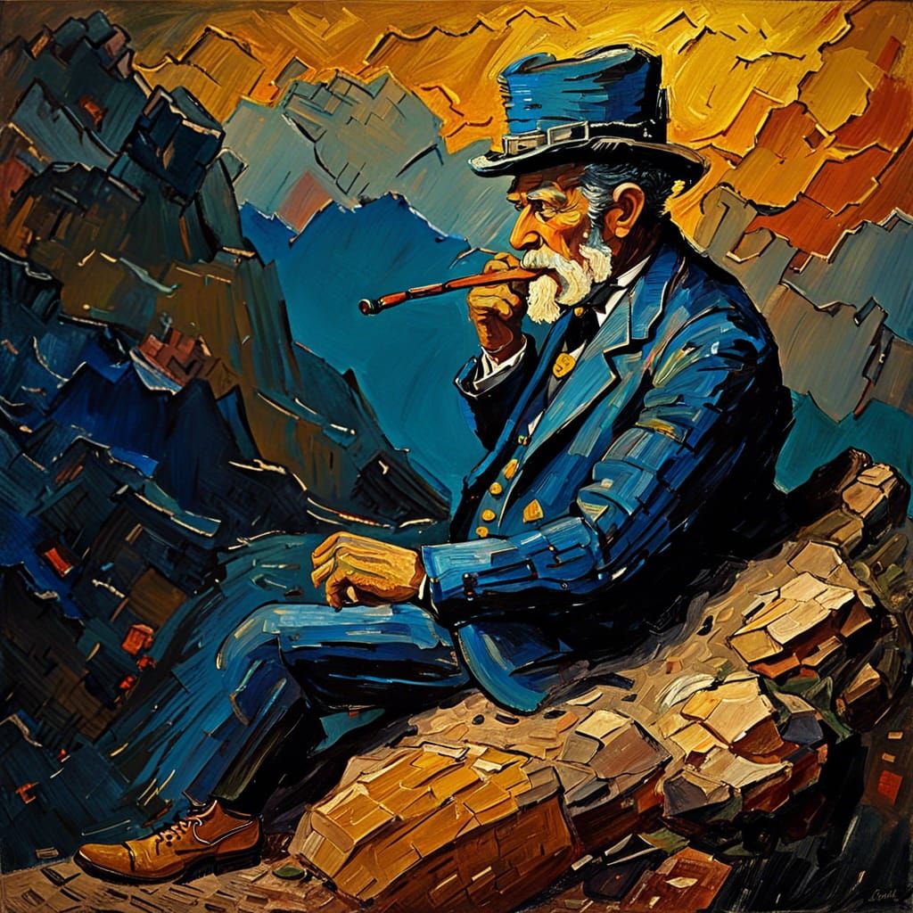 Old Man in Suit: An Impasto Oil Painting