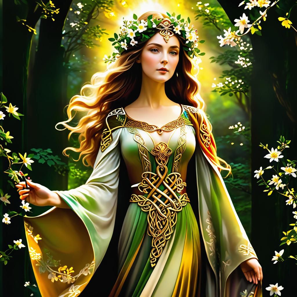 Aine, Celtic Goddess of Love in Forest Art
