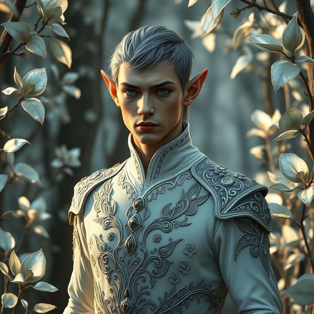 Ethereal Elf Amidst Whimsical Forest