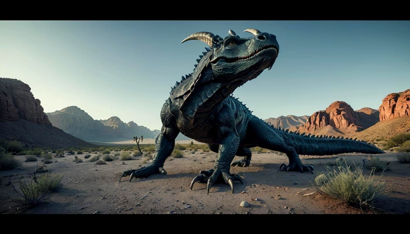 Aggressive Drake in Verdant Desert Foothills