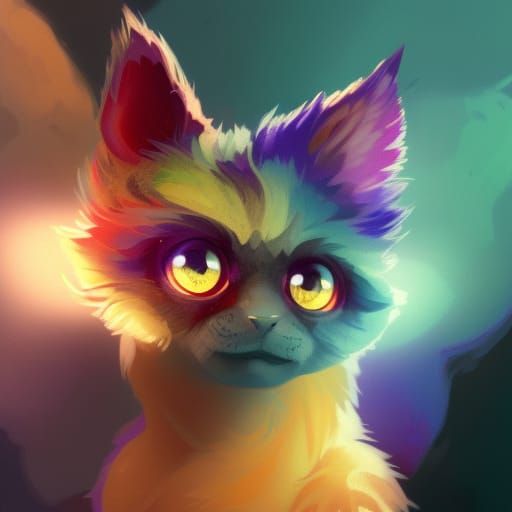 Cute Furry Monster Portrait in Autumn Woods