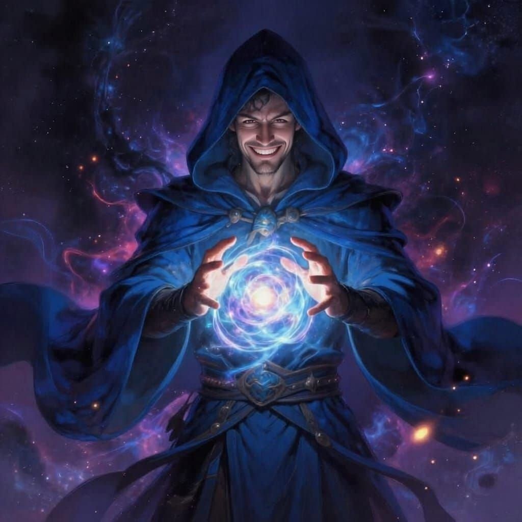 Enigmatic Magician Manipulates Glowing Orb