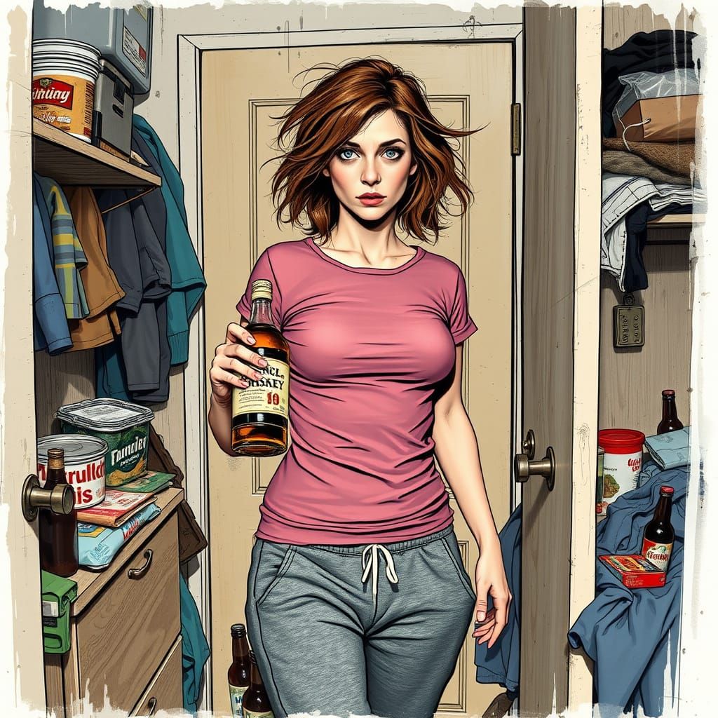 Disheveled Young Woman in Intoxicated State