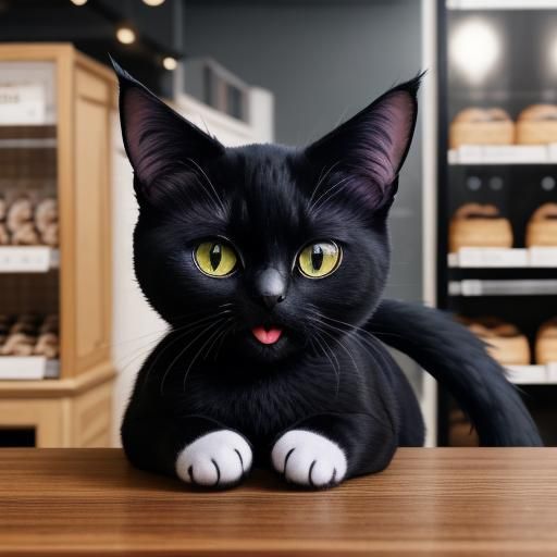 Jiji the Black Cat in Bakery, Studio Ghibli Style