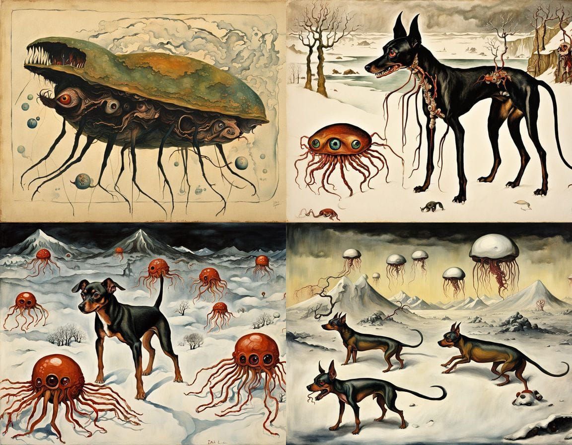 Surreal Winter Landscape in Cyberpunk Style