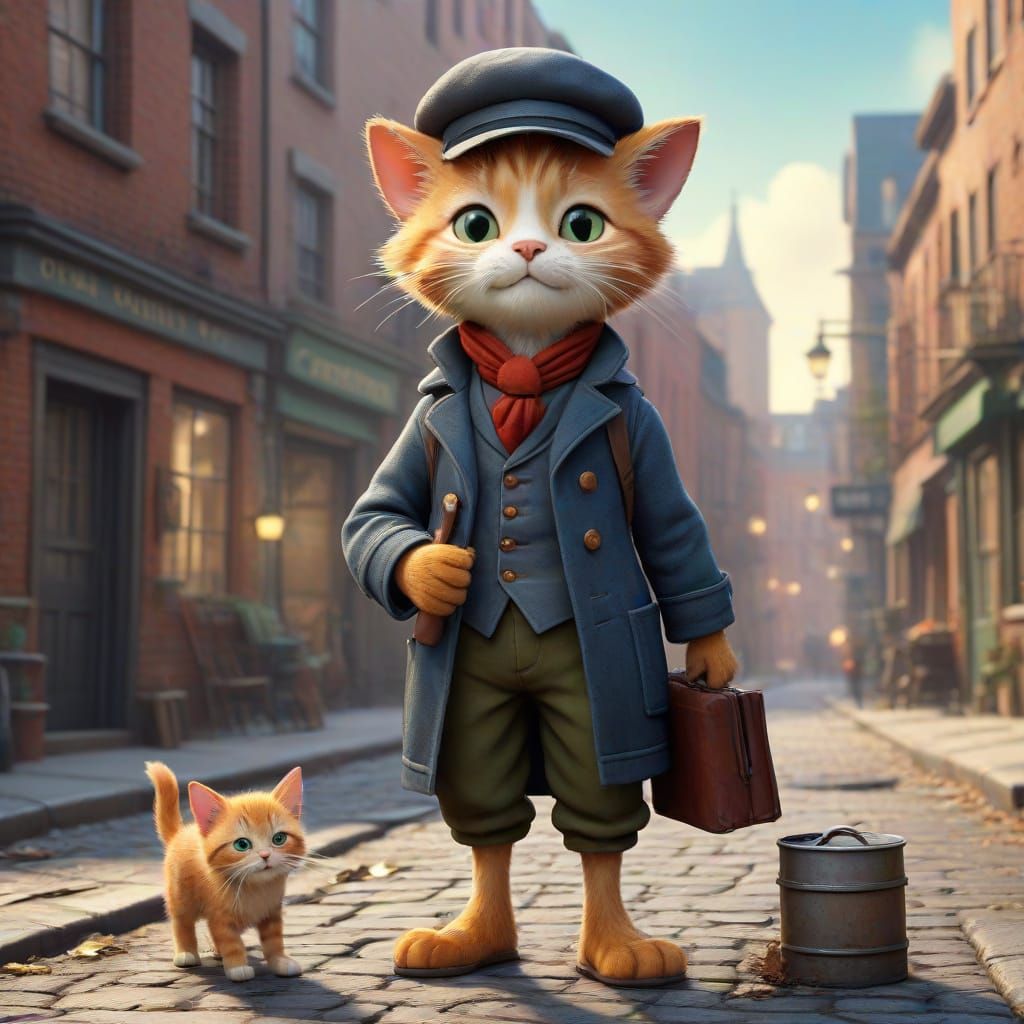 Oliver & Company: Kitten and Dog in 3D Art