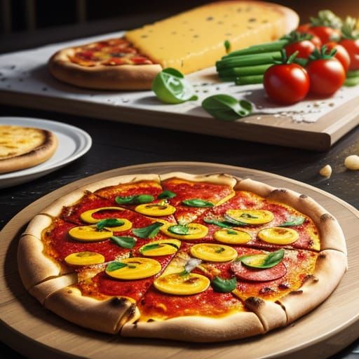 Hyperrealistic Pizza Concept Art in Splash Art Style