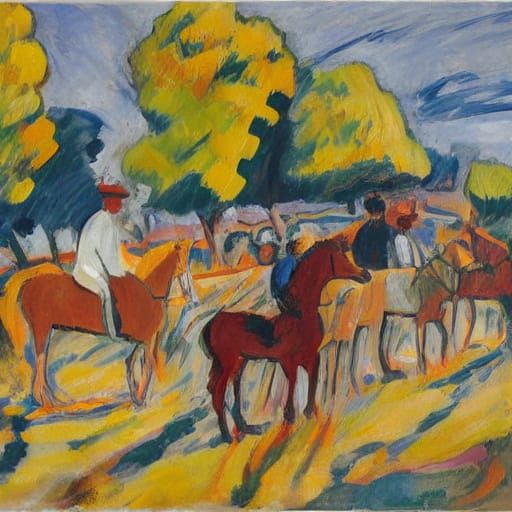 Peasant Observing Distant Unease in Fauvist Oil Painting