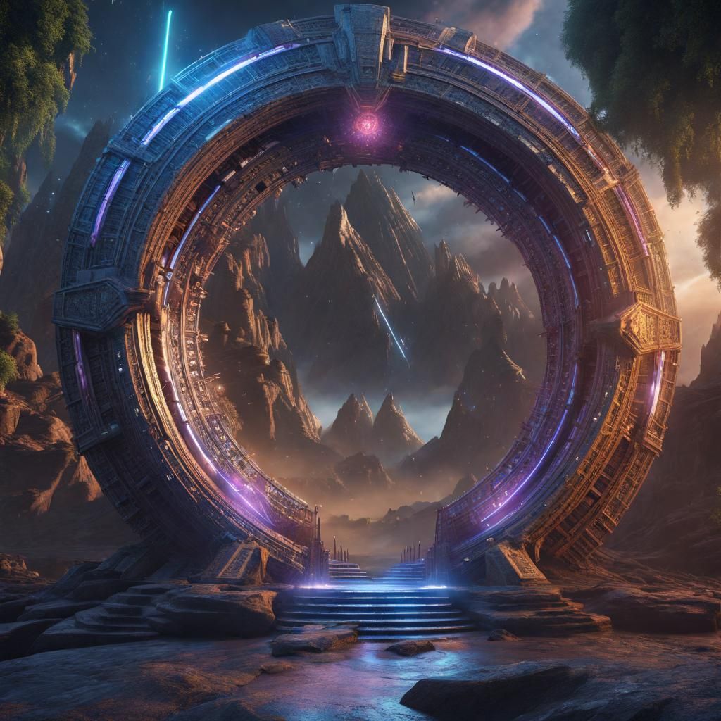 Giant Stargate Hyperportal in Fifth Dimension