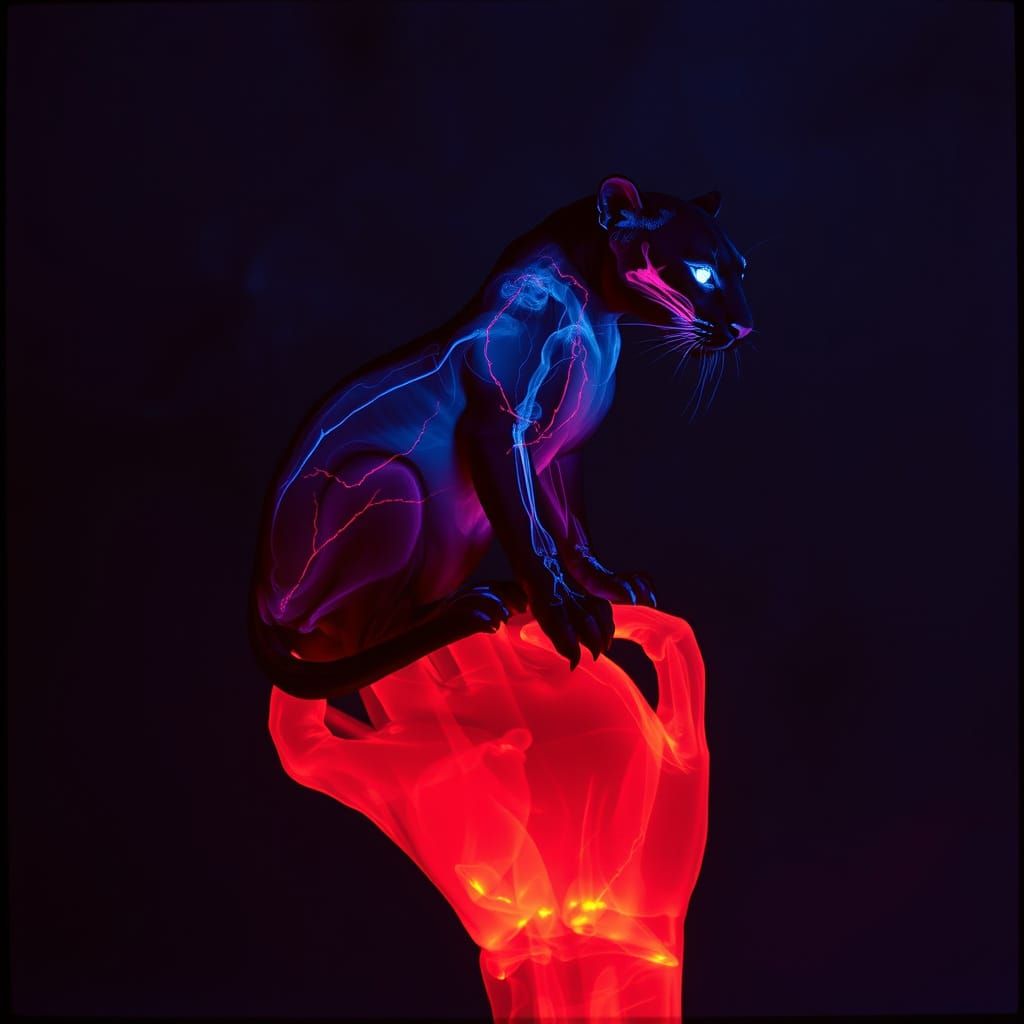 Glowing Neon Panther Radiates Intensity in X-Ray Cinematic S...
