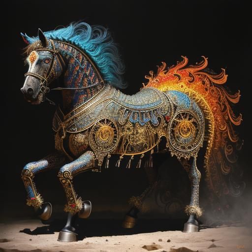 Dynamic Chariot in Expressionist Abstract Style