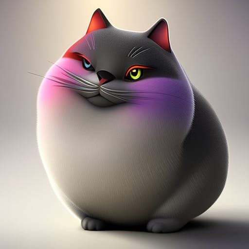 Cute Gray Cat with Heterochromia in 3D Animation