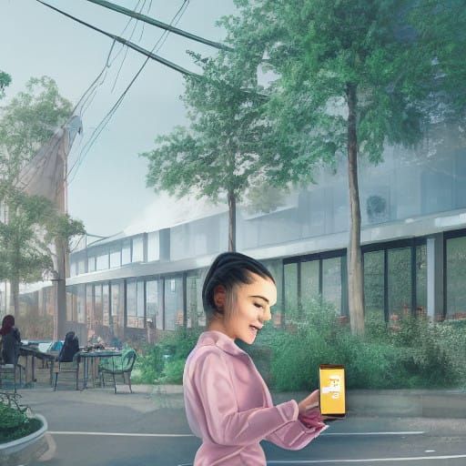 Ethereal Cafe Scene in Vibrant Digital Painting