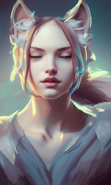 Hyperdetailed Catgirl Portrait in Dynamic Lighting