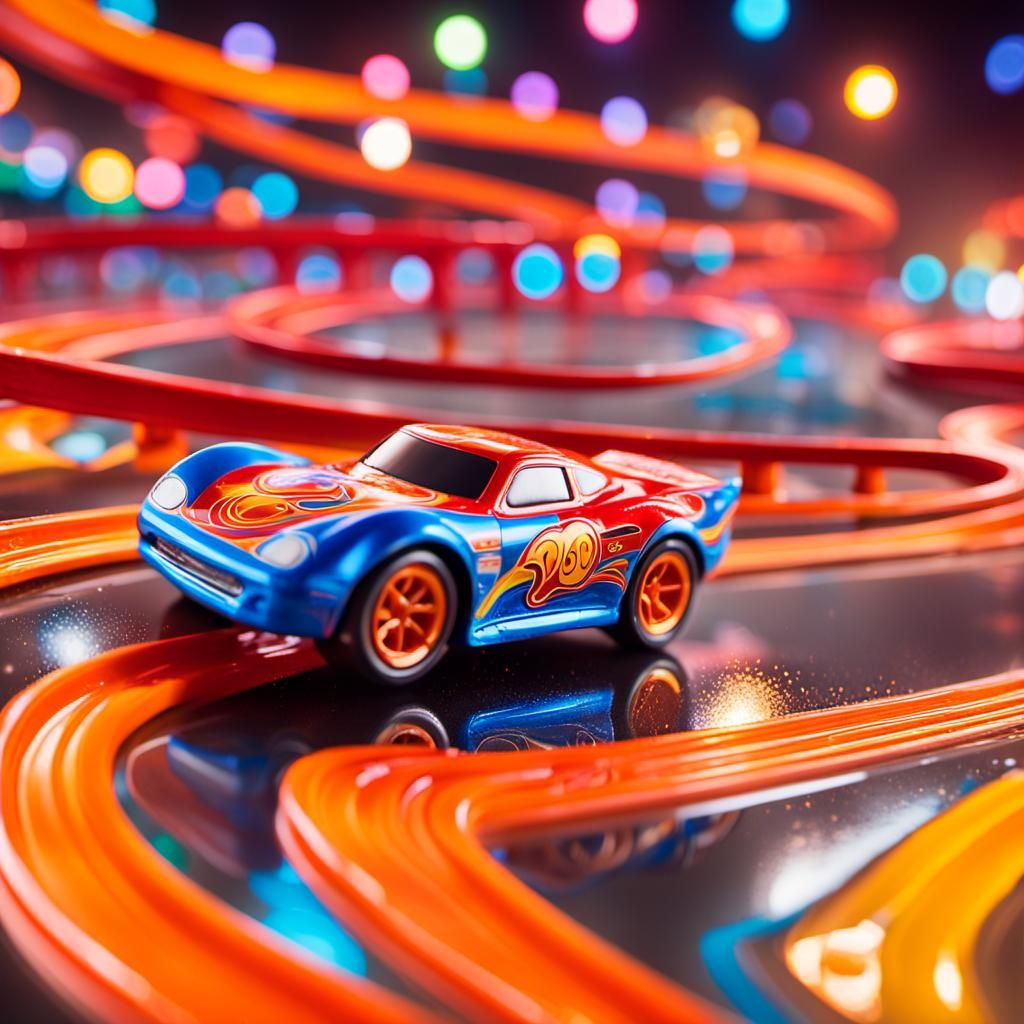 Red Hot Wheels Car on Orange Track: Toy Photography