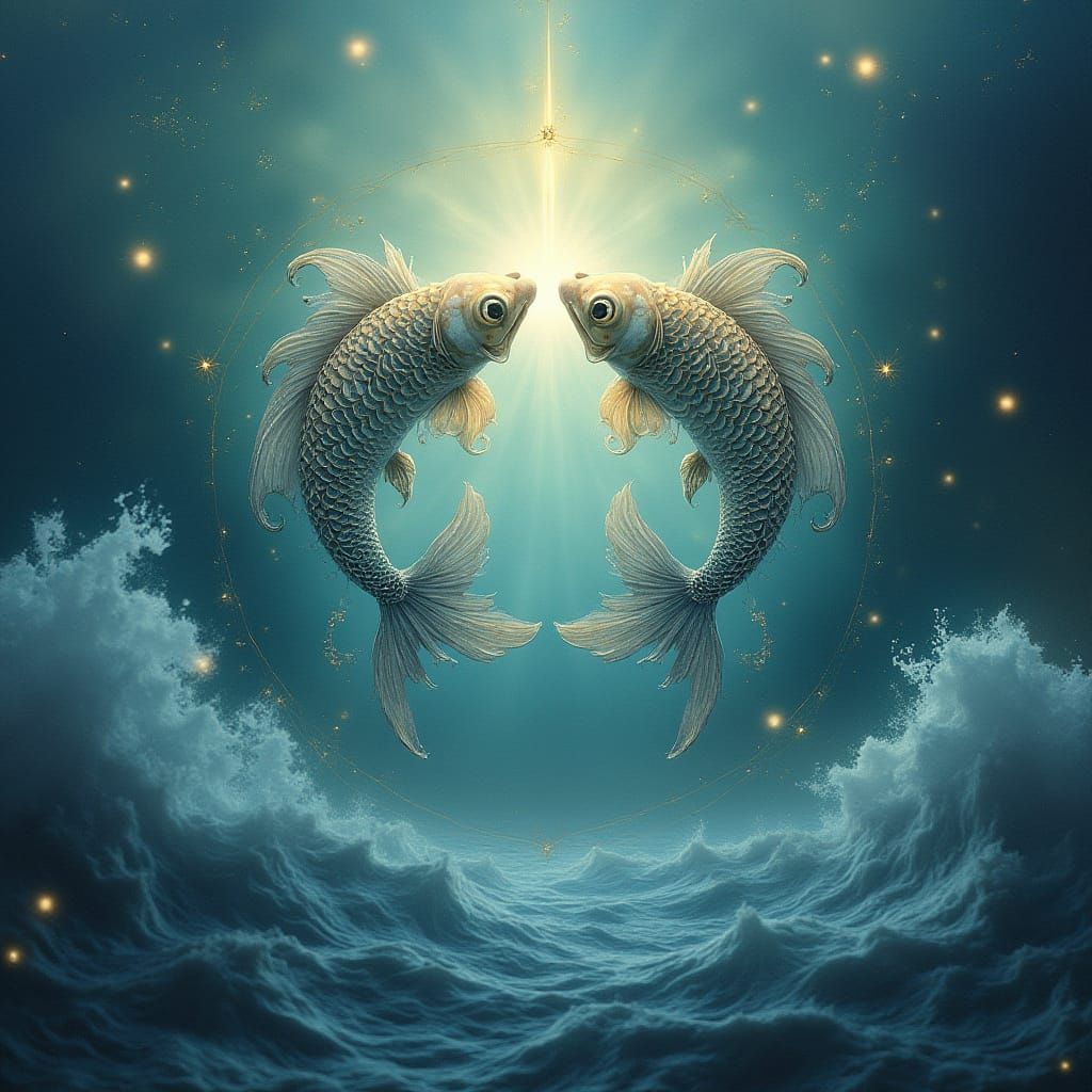 Mystical Pisces Zodiac in Dreamy, Ethereal Scene