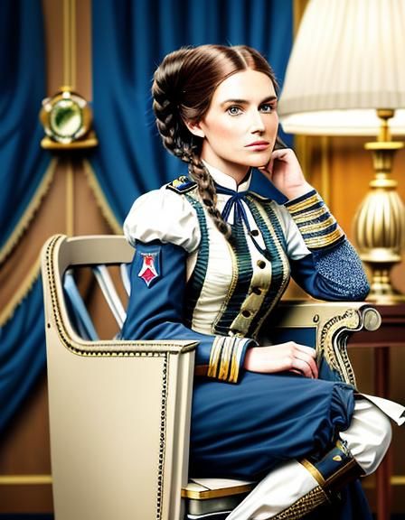 Woman in Civil War Uniform with Steampunk Style