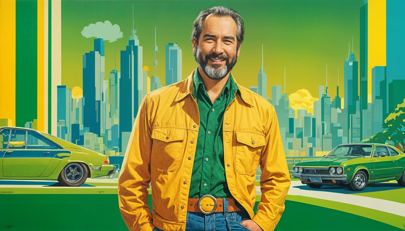 Vibrant Portrait of a Shirtless Star in Pop Art