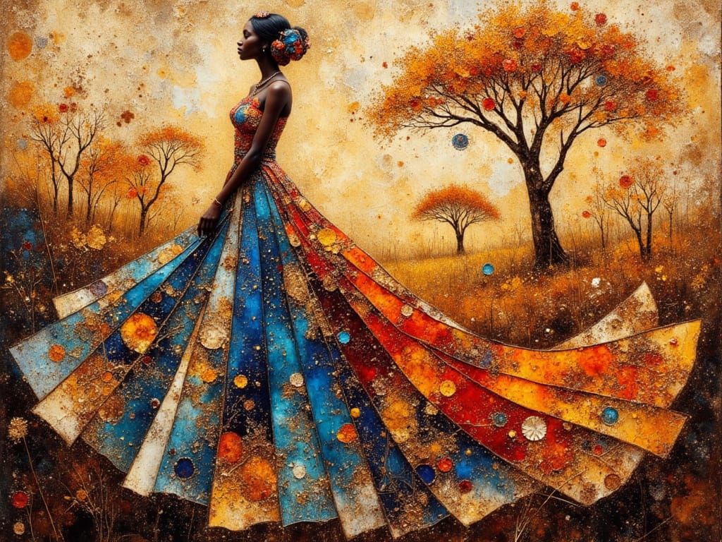 Maasai Princess Silhouette with Adinkra Symbols