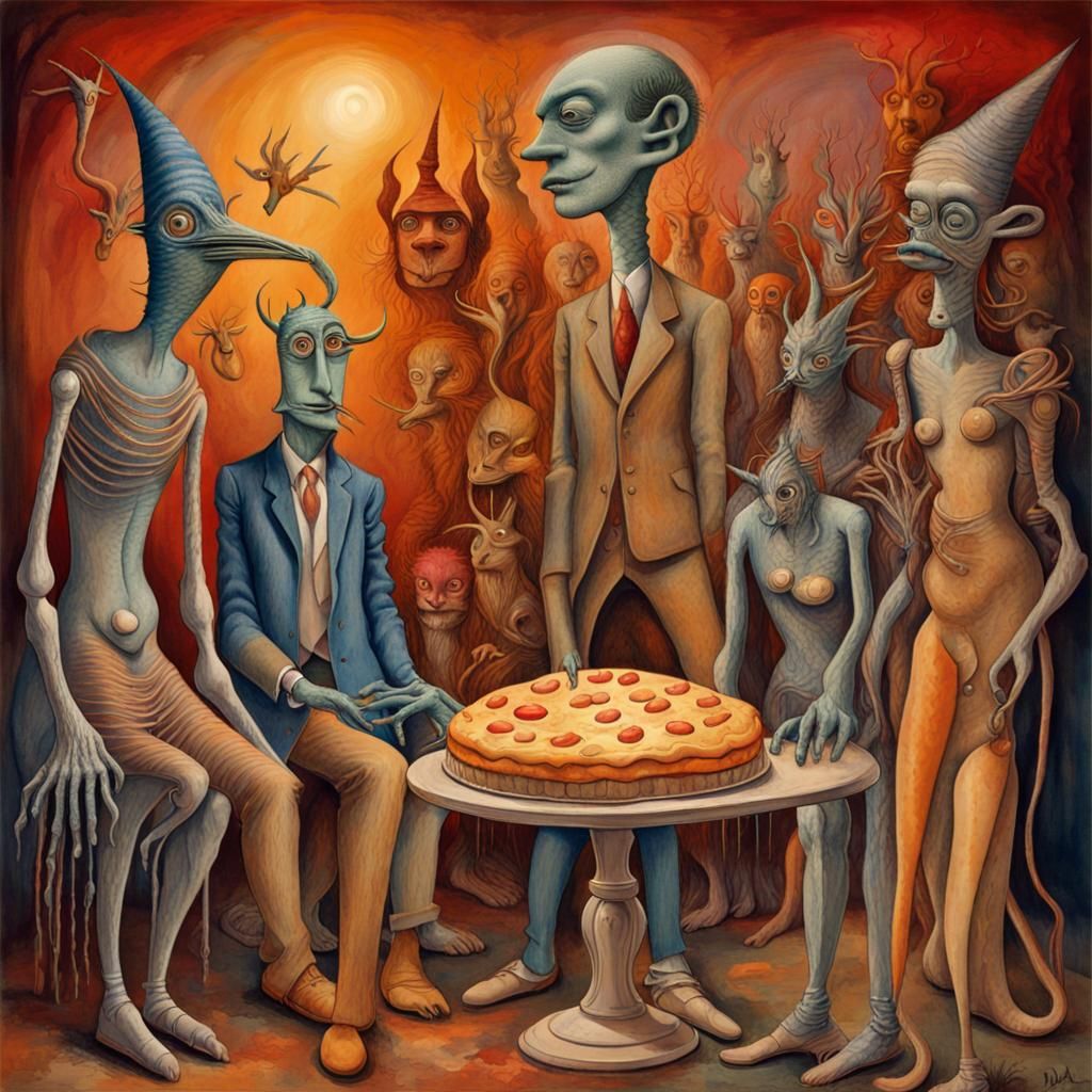 Surreal Pie Dreamscape in Magical Realism Style