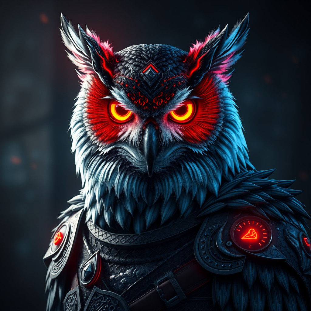 Owl-Viking Hybrid in Art Nouveau Style