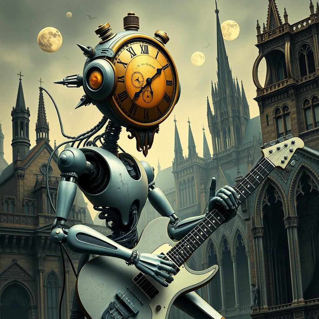 Biopunk Robot Jazz Fusion in Surreal Style